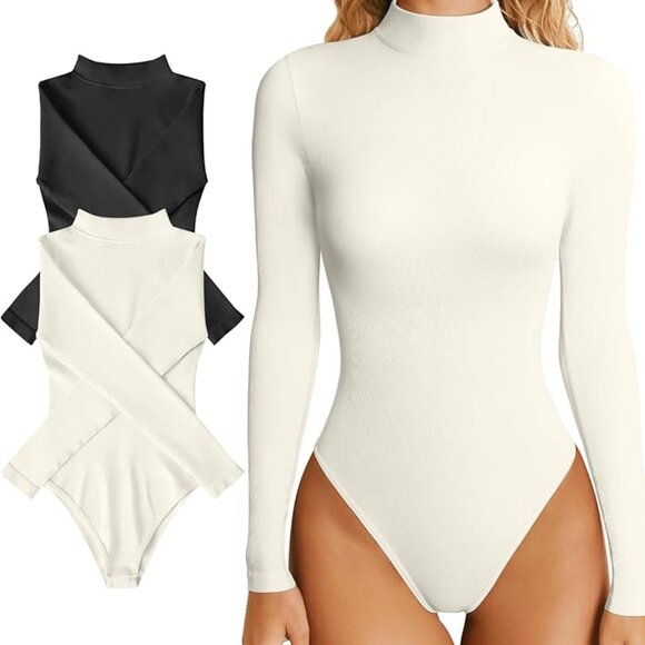 *OQQ* Bodysuits for Women Pack of 2 Turtleneck NWT - Picture 3 of 5